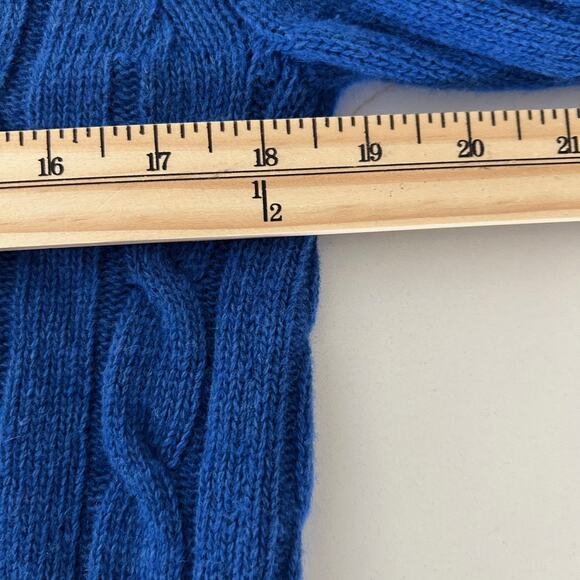 Gianetti Sweater Wool Pullover Cable Knit SZL Blue 1/4 Zip Classic Preppy - Picture 7 of 10
